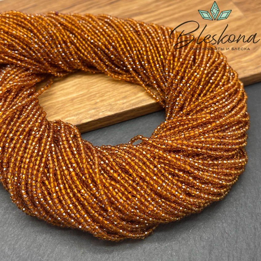 2 мм Бусины стекло коричневое алмазная огранка