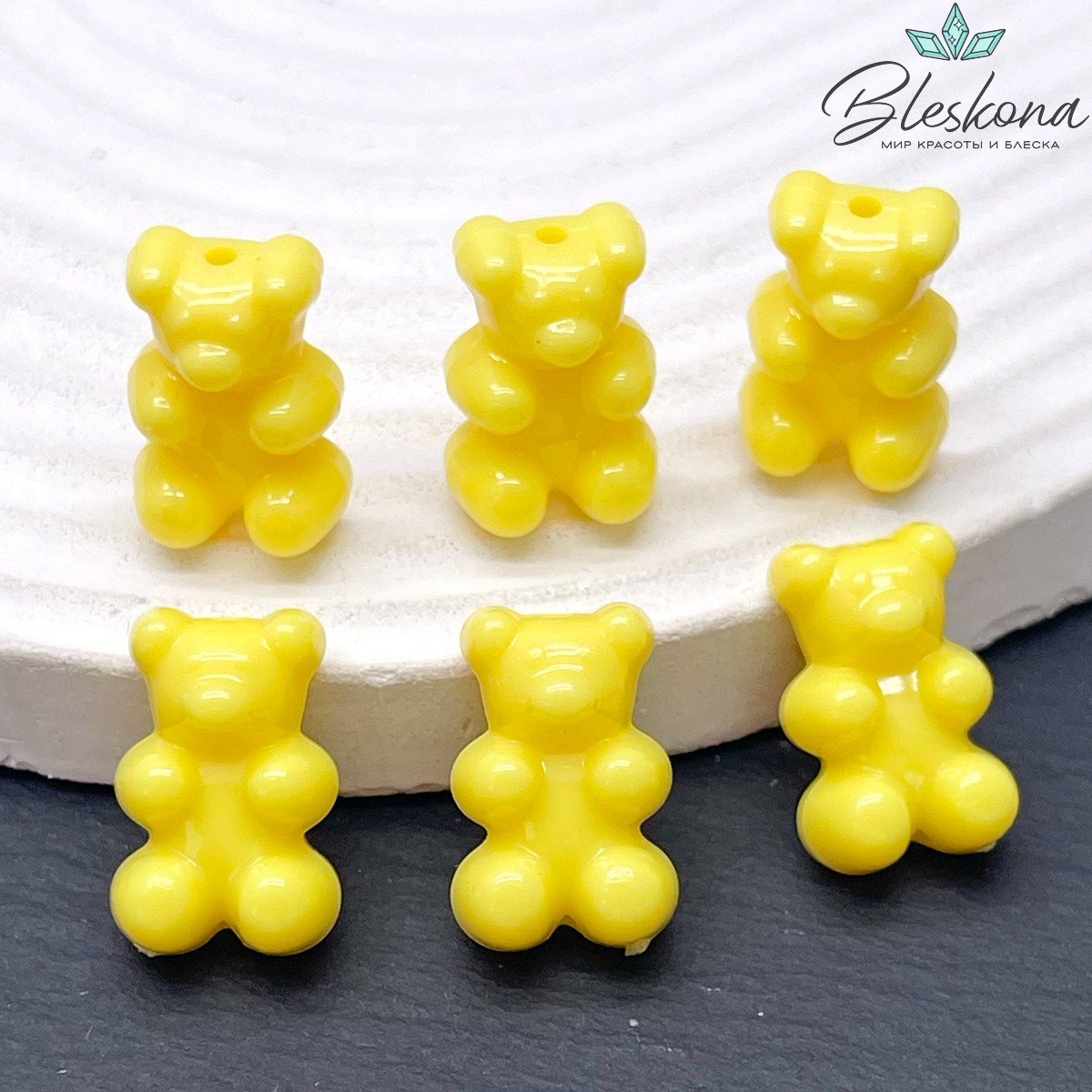 12*18 мм , Бусина Мишка желтый 