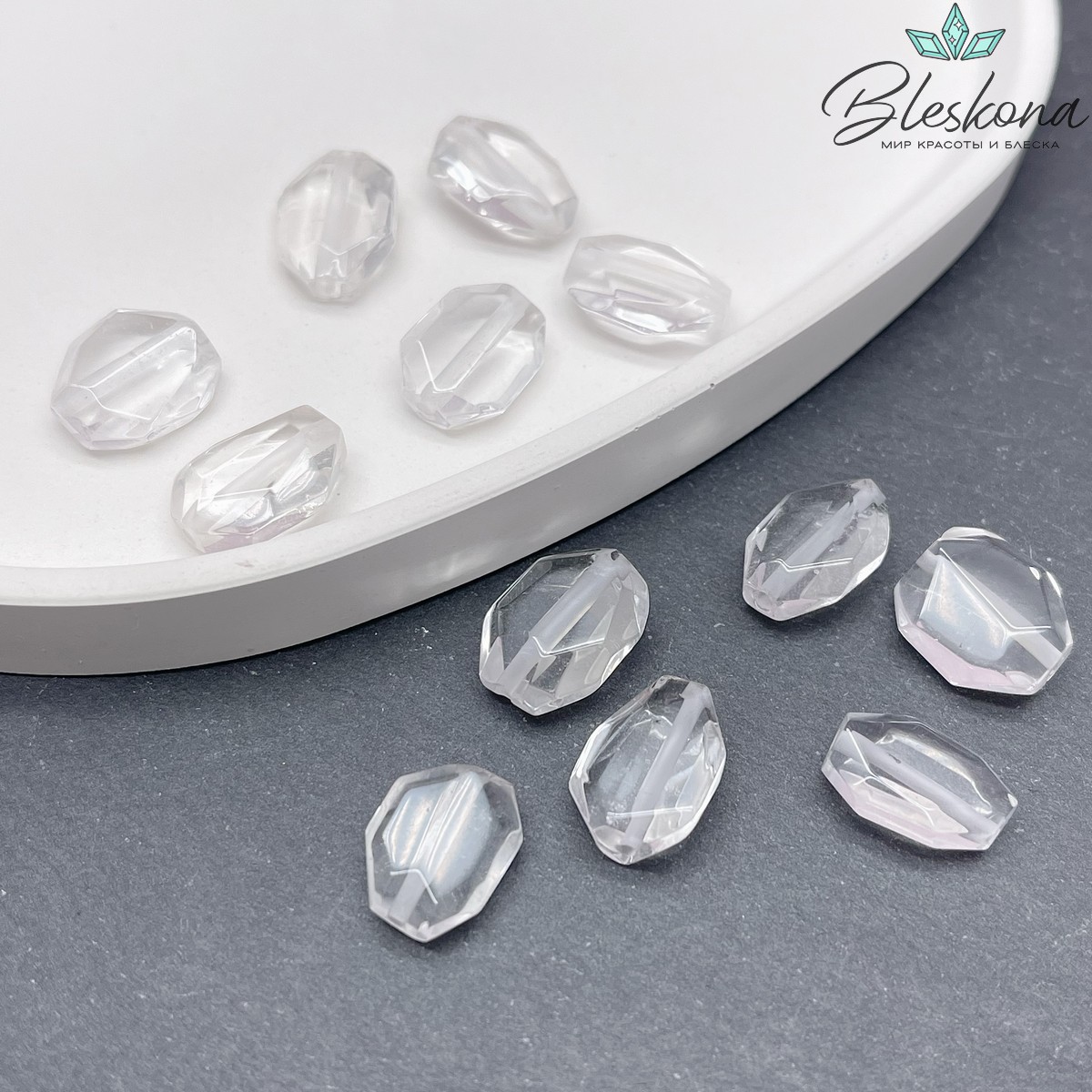 Горный хрусталь плоский фриформ огранка №1 (14-16)*(10-13) мм сет 6 штук