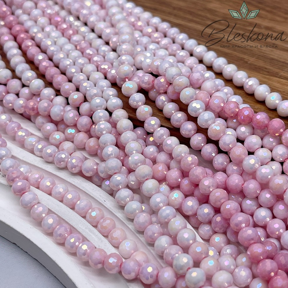 Стекло Lux светло- розовое огранка 6 мм