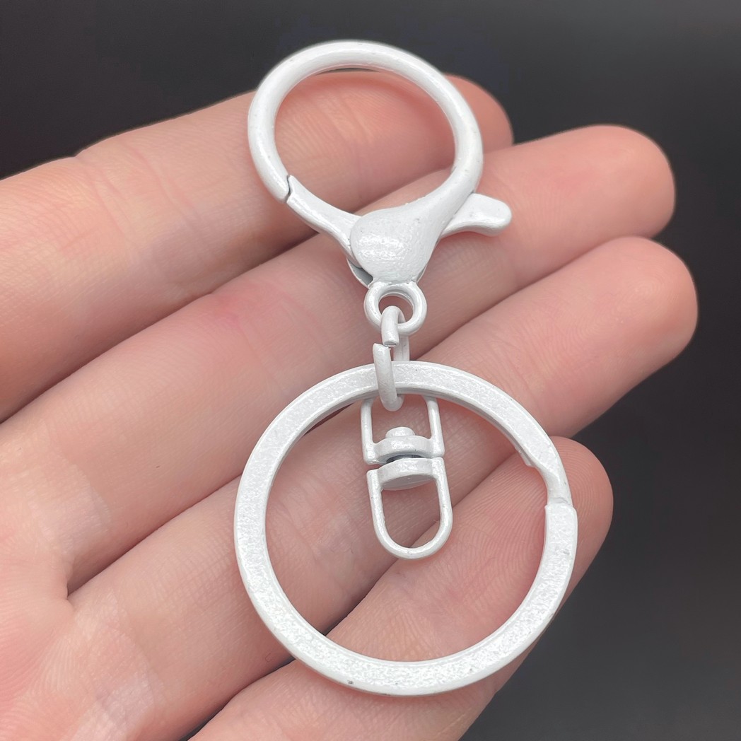 30 мм, Основа для брелока белая эмаль круглый замок