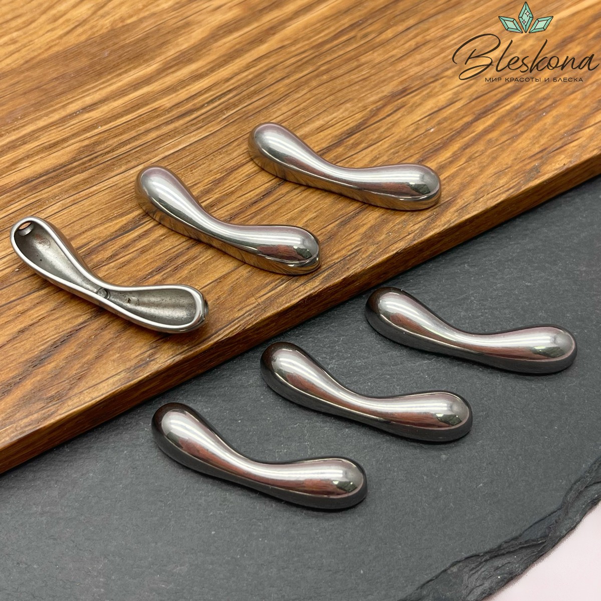 35*8 мм Бусина трубочка фриформ, Цвет серебро