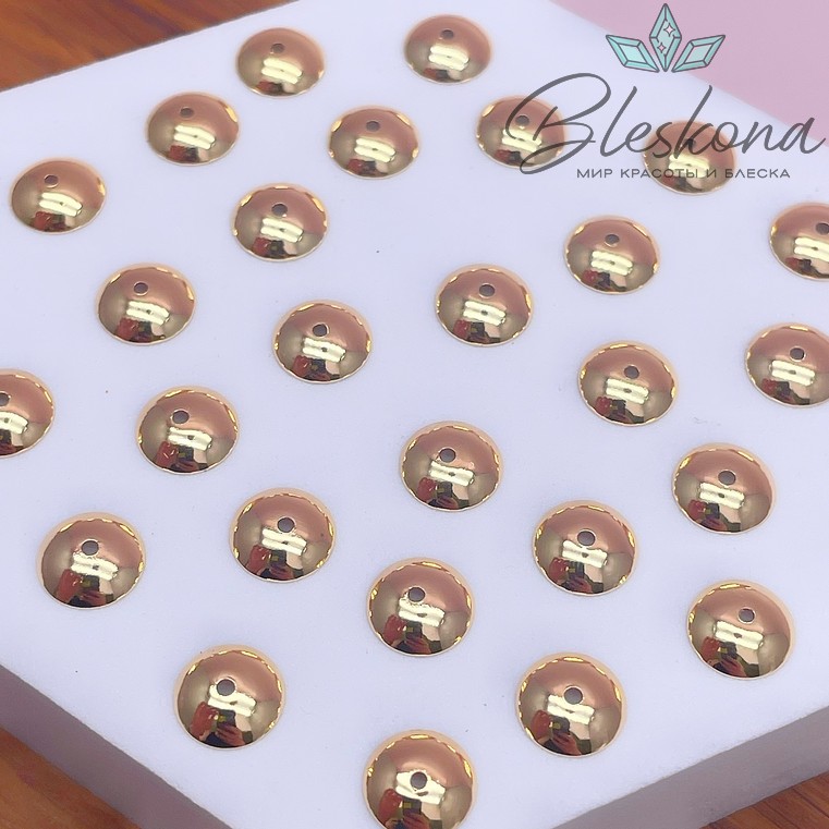 8 мм Цвет золото, Шапочка гладкая №0002