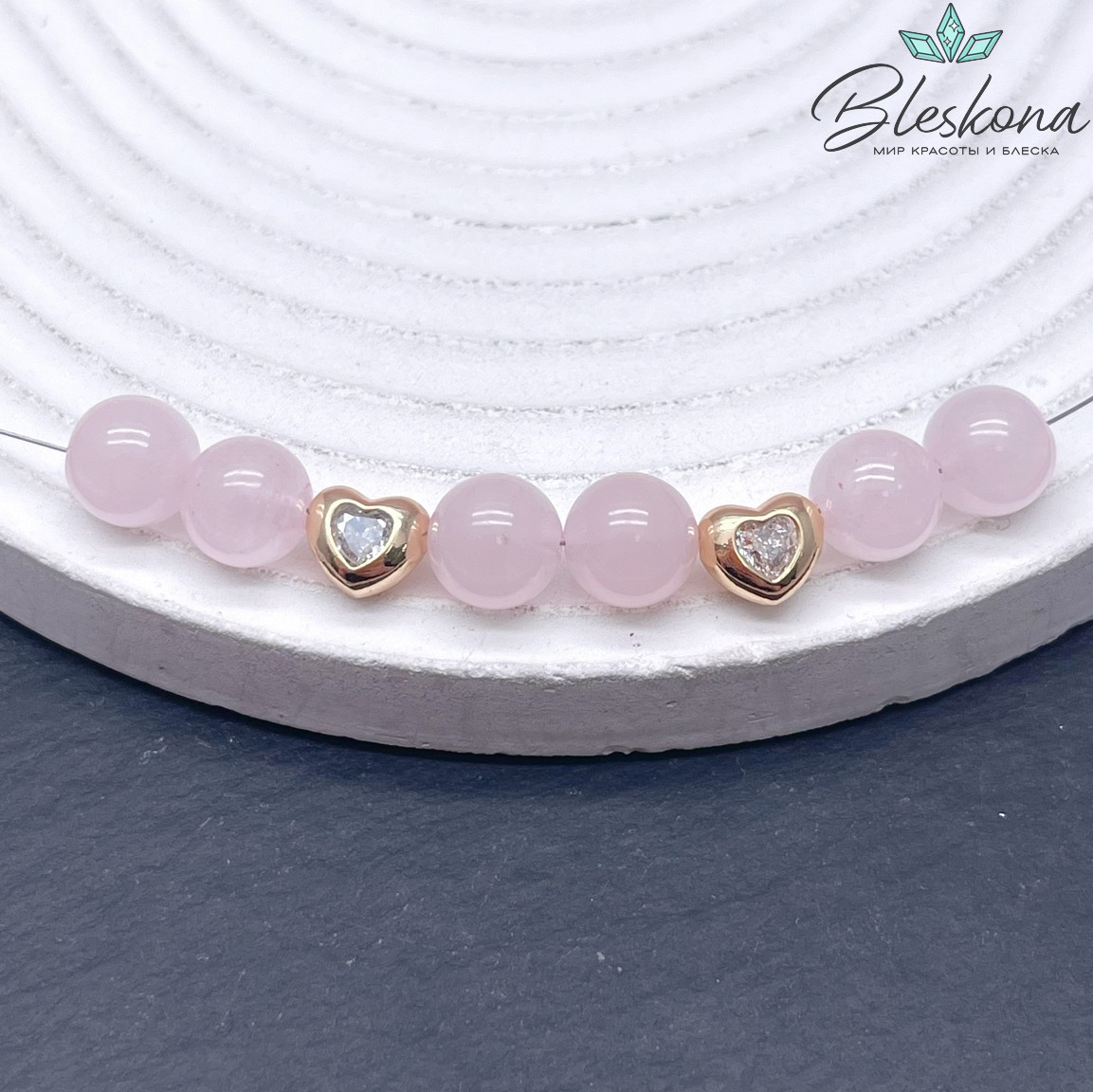 6,6*7,8 мм Цвет золото, Бусина Сердце циркон 