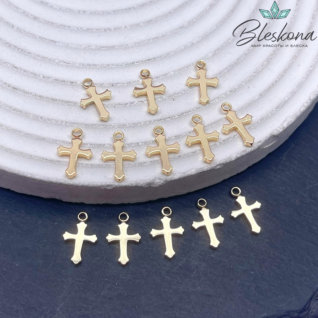 12,5*7,8 мм Цвет золото, Подвеска Крест гладкий 