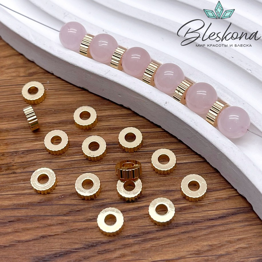 7*2,5 мм Цвет золото, Бусина-разделитель резная