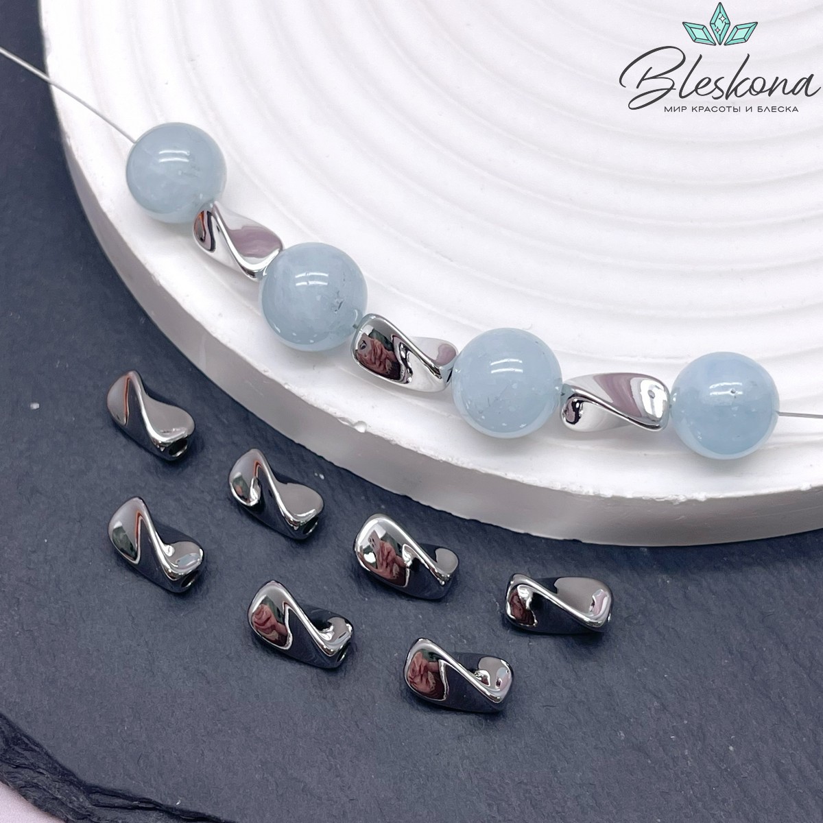 10*5,5 мм Цвет серебро, Бусина Крученая