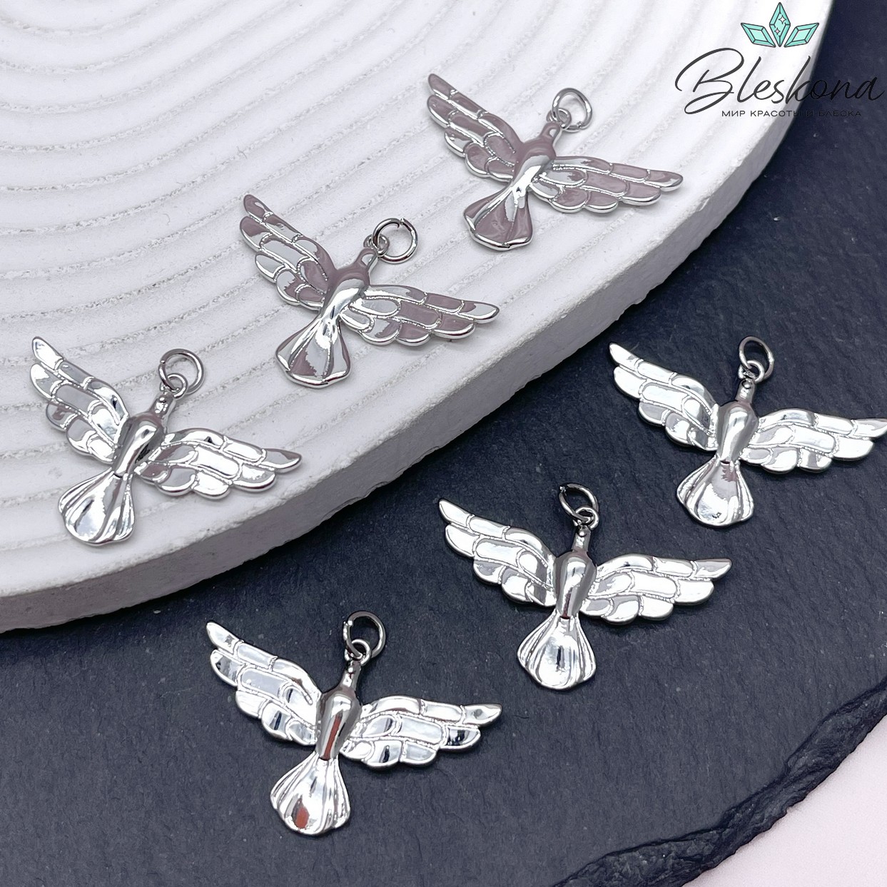 20*32 мм Цвет серебро, Подвеска Голубь