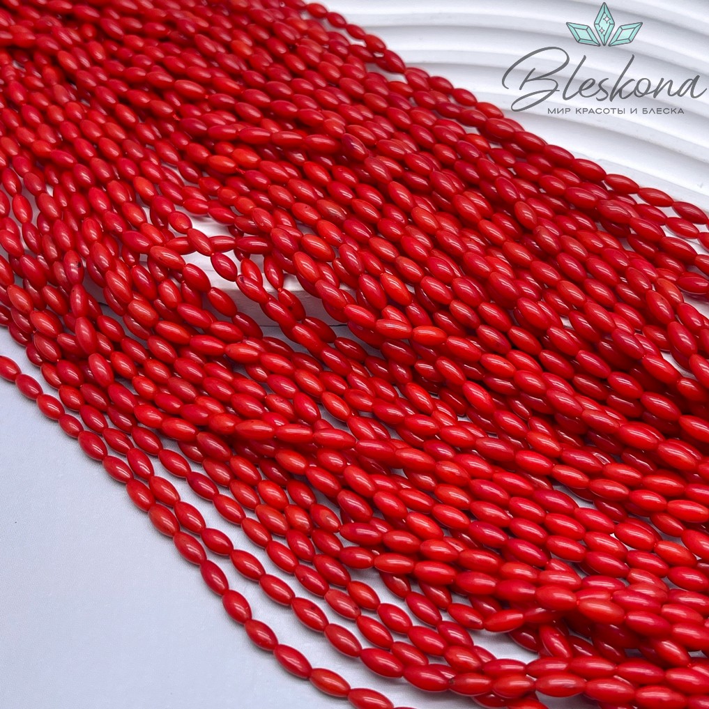 Коралл красный рис (Коралловые водоросли) 3*6 мм