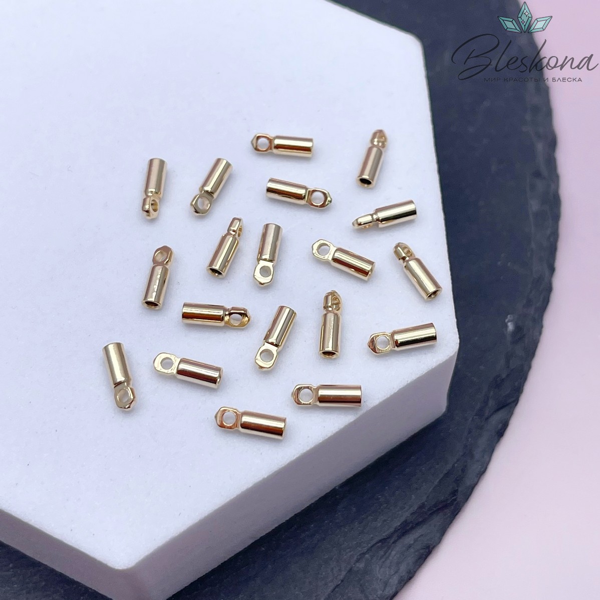 8*2,5 мм Цвет золото, Концевик для шнура гладкий 