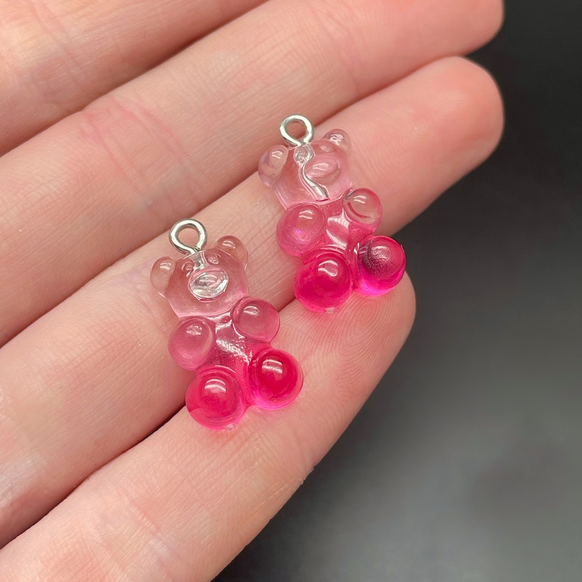 12*21,5мм, Цвет серебро, Подвеска Мишка фуксия прозрачный   