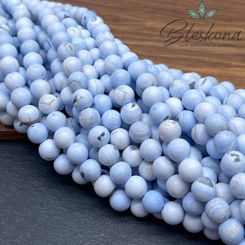 Агат голубой с узором №8 8 мм