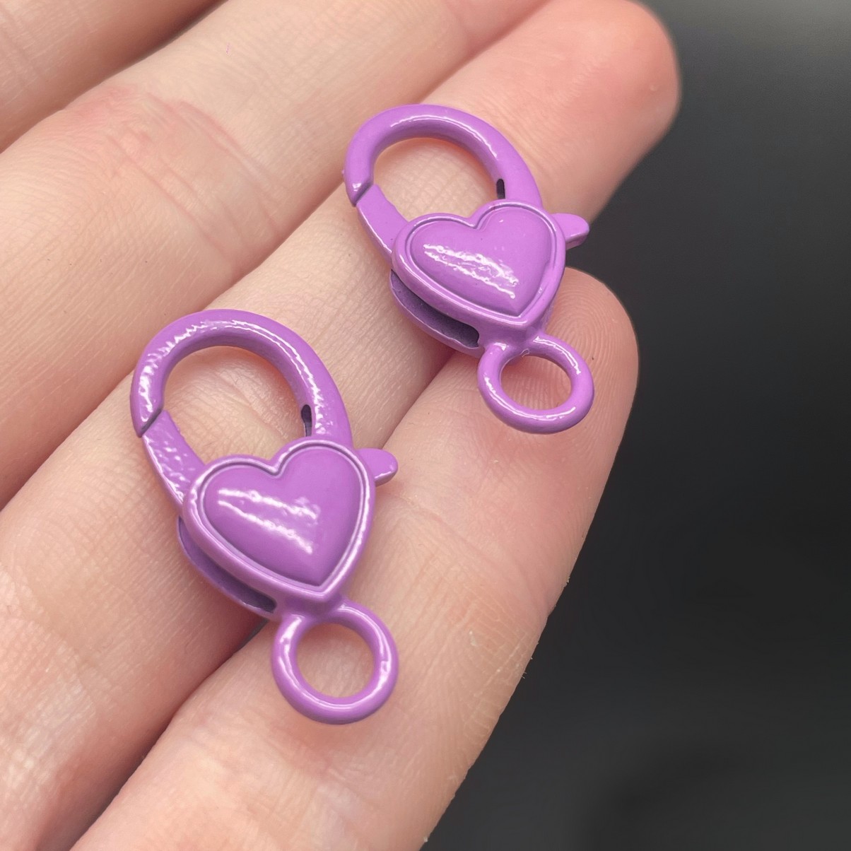 12,5*26,5мм , Замок крупный сердце фиолетовая эмаль 