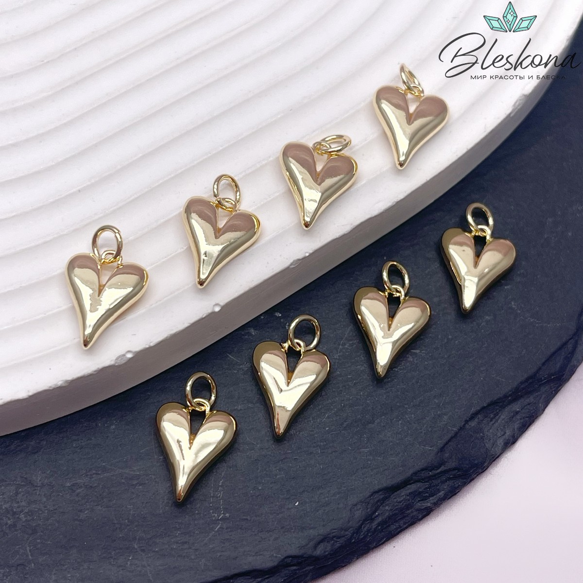 10,5*13,5мм Цвет золото, Подвеска сердце объемное