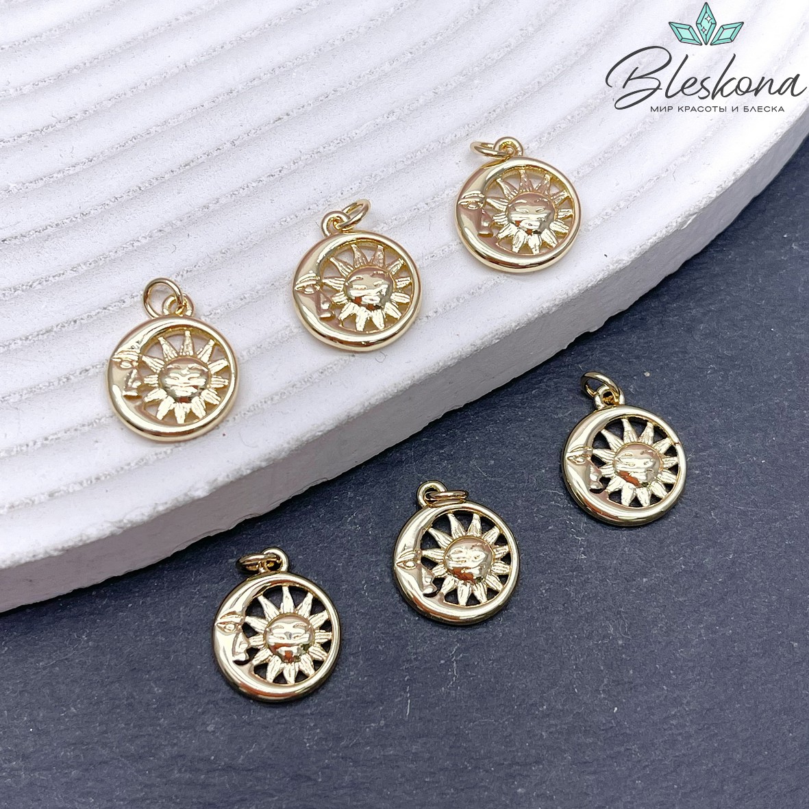 13,5*11 мм Цвет золото, Подвеска солнце и луна 