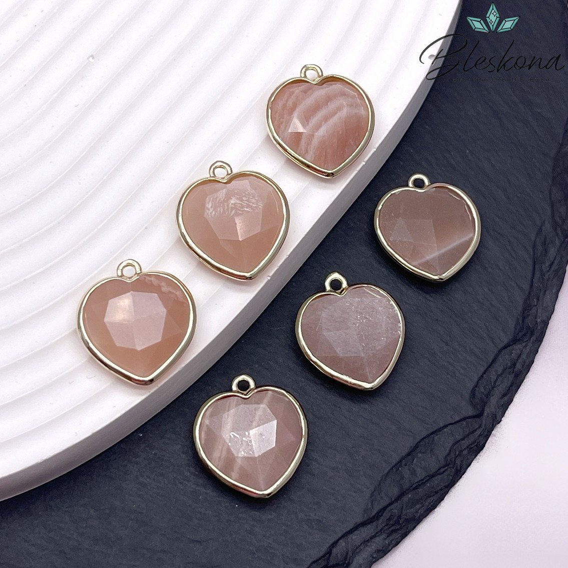16,3*18,7мм,Цвет золото,Подвеска Сердце Солнечный камень огранка