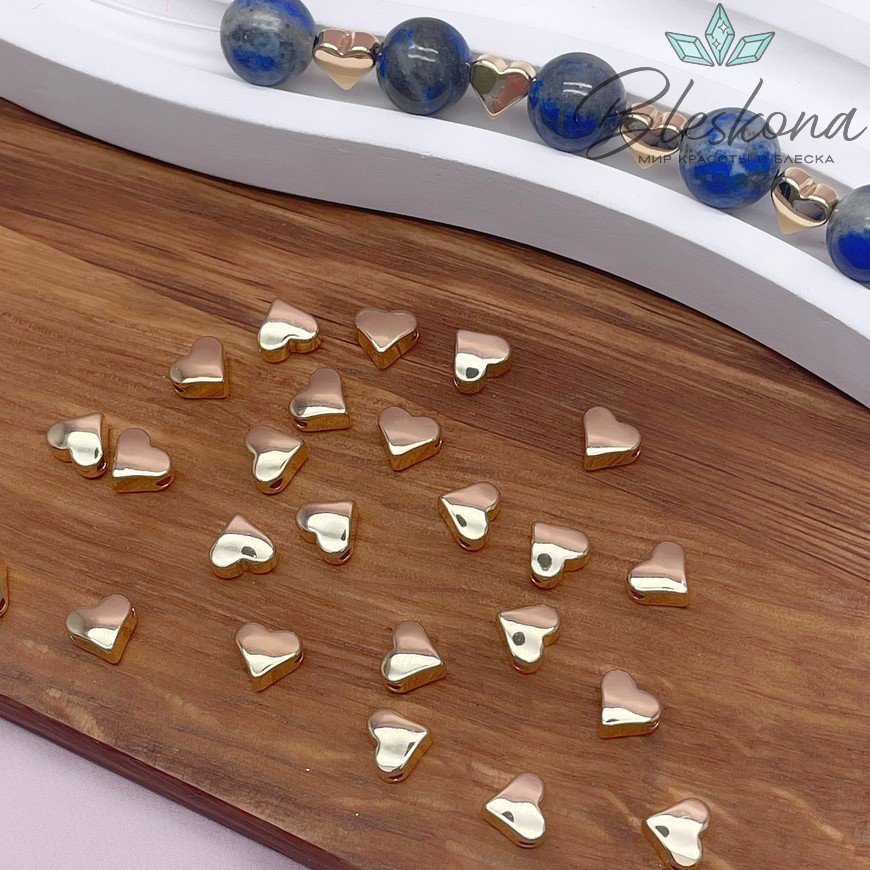 5,3*6 мм Цвет золото, Бусина сердце