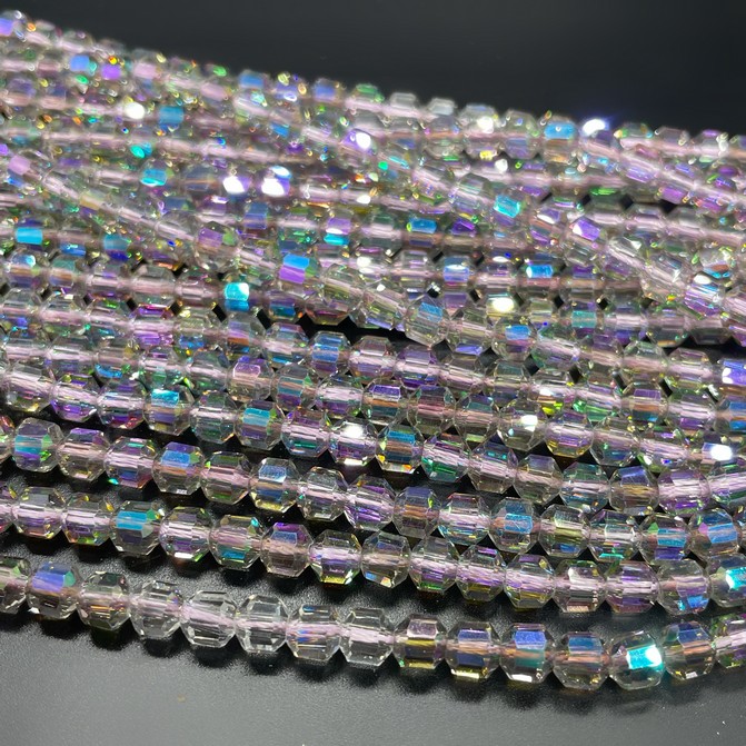 5*5,3 мм, Стекло Lux, многогранник, цвет лиловый с переливом