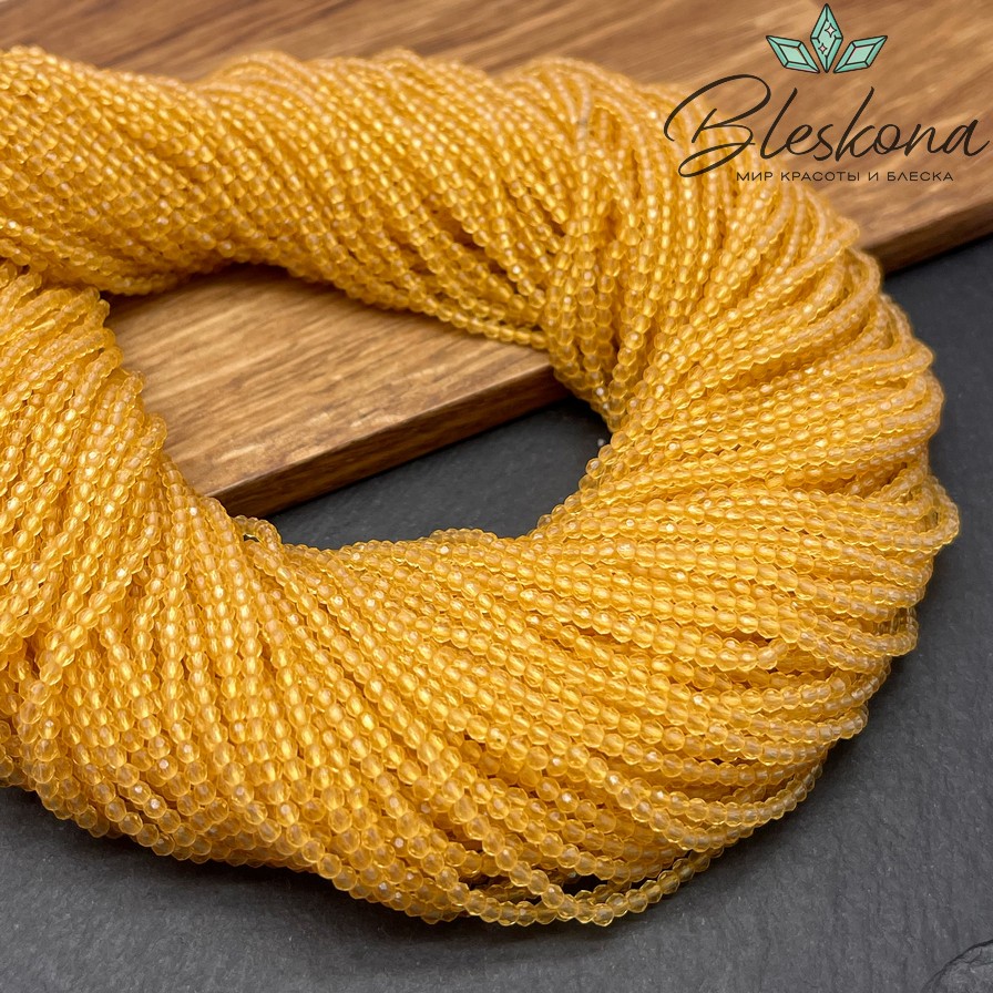 2 мм Бусины стекло светло-коричневое алмазная огранка