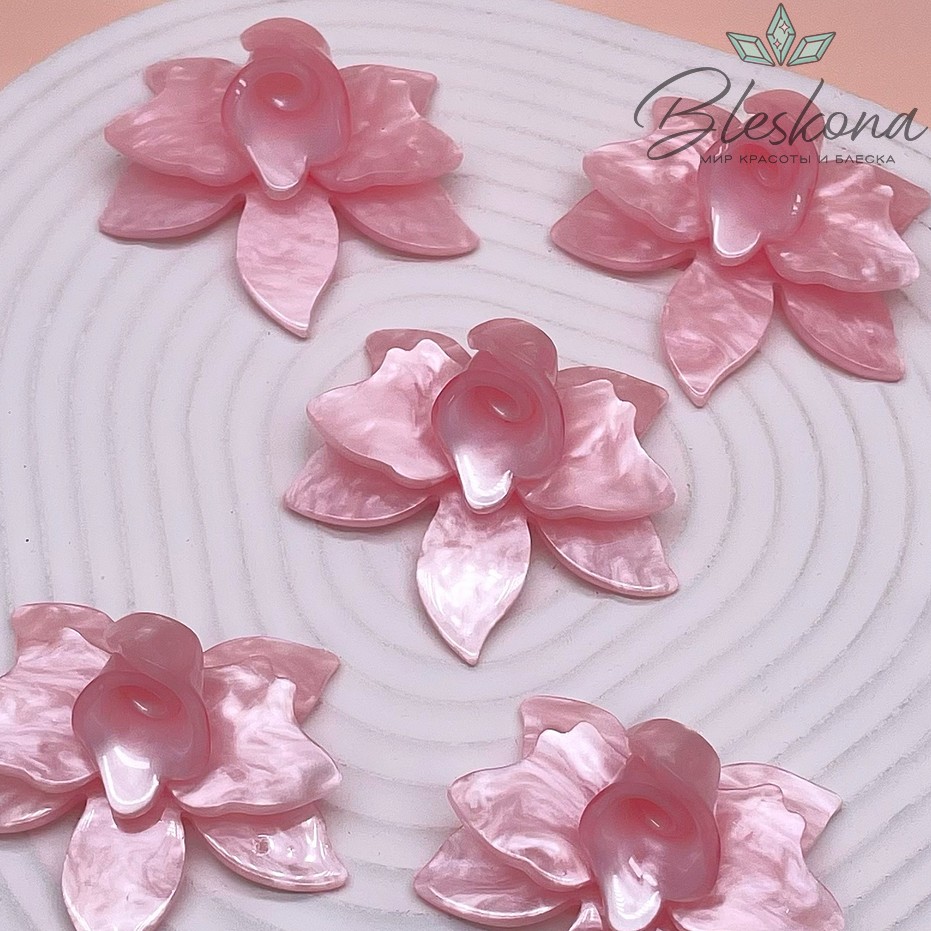 45*50 мм Подвеска цветок цвет розовый перламутр