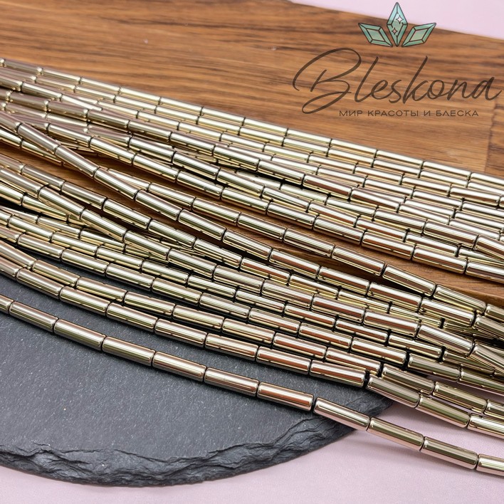 13*4мм Гематин трубочки, цвет темное золото, имитация 