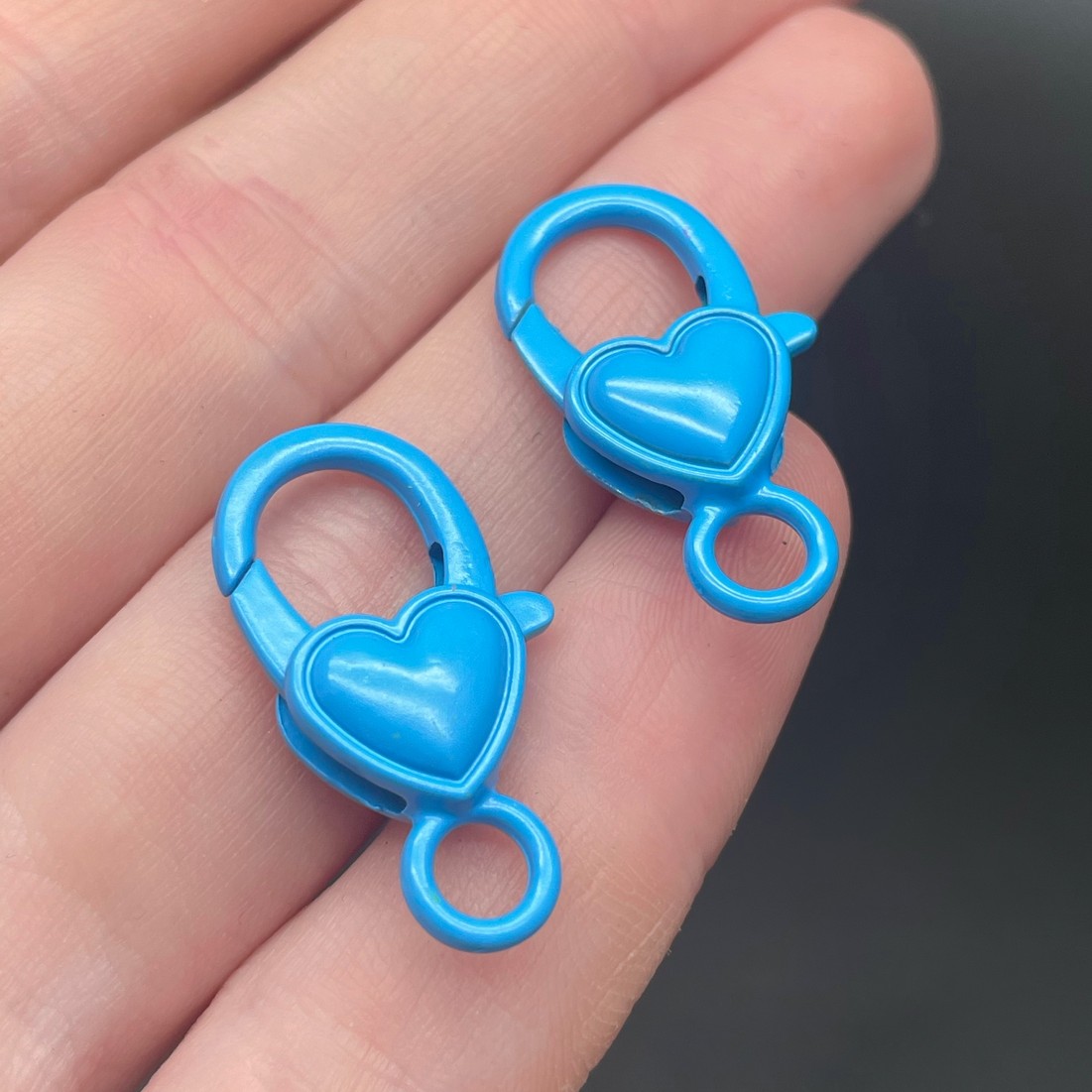 12,5*26,5мм , Замок крупный сердце светло-синяя эмаль 