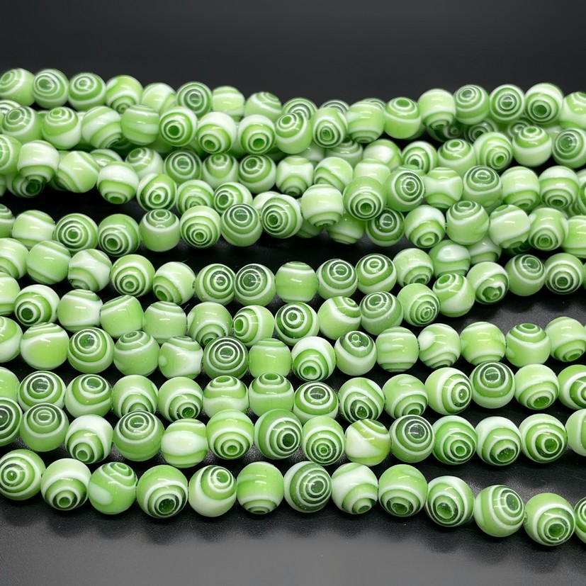 Муранское стекло зеленое спираль 8мм
