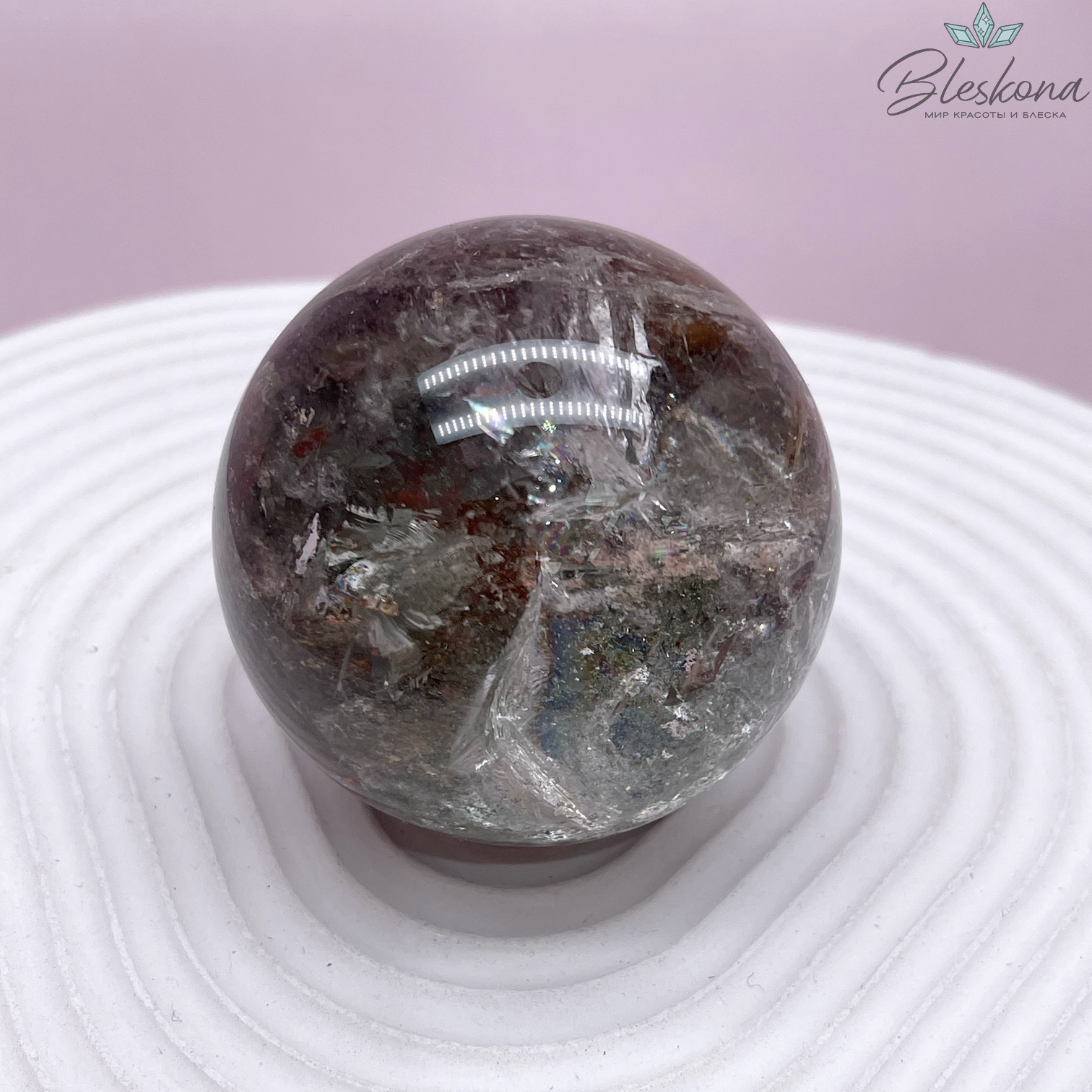 Яшма с вкючениями мохового Агата, Горный хрусталь шар 53 мм