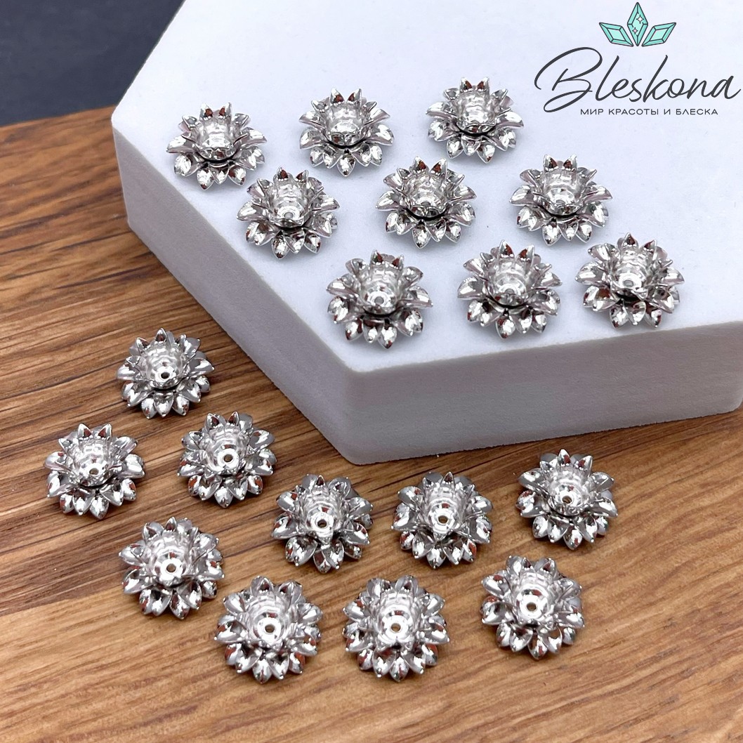 5,5*11 мм Цвет серебро, Концевик цветок 