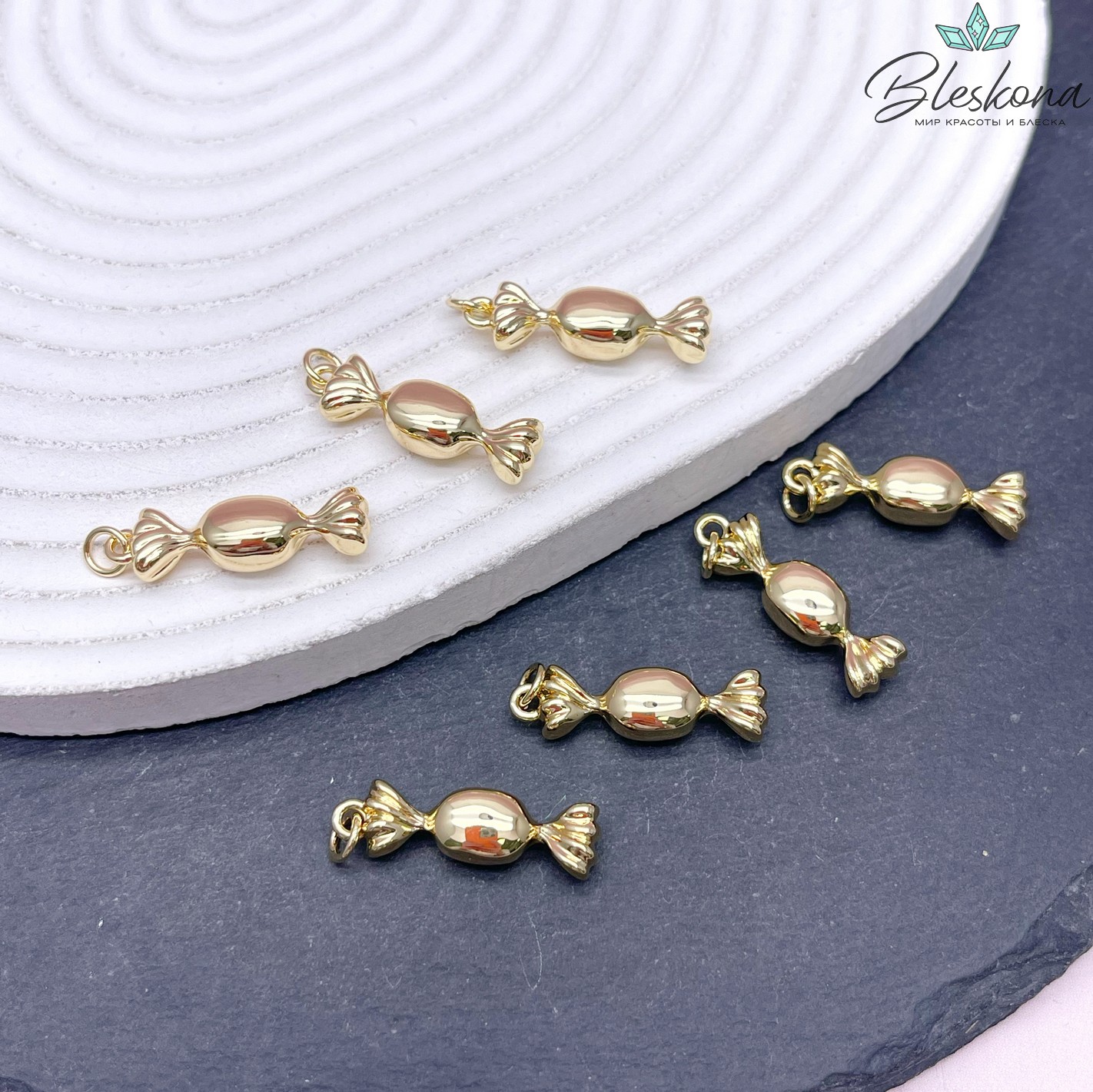 25*7 мм Цвет золото, Подвеска конфета 