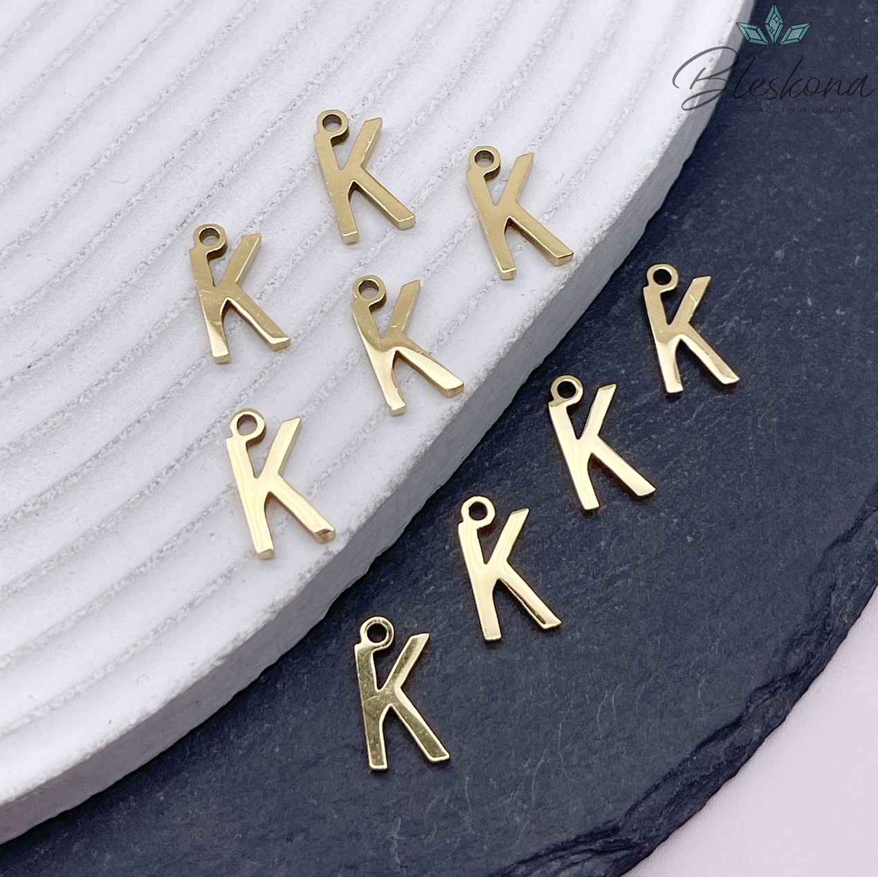 12 мм Цвет золото, Буква K основа сталь 