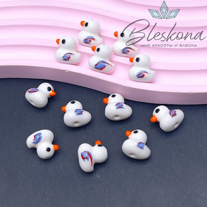 12*12,5 мм Керамика бусина уточка белая