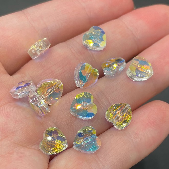 8 мм, Стекло Lux бусина сердце огр. АВ уп.10шт