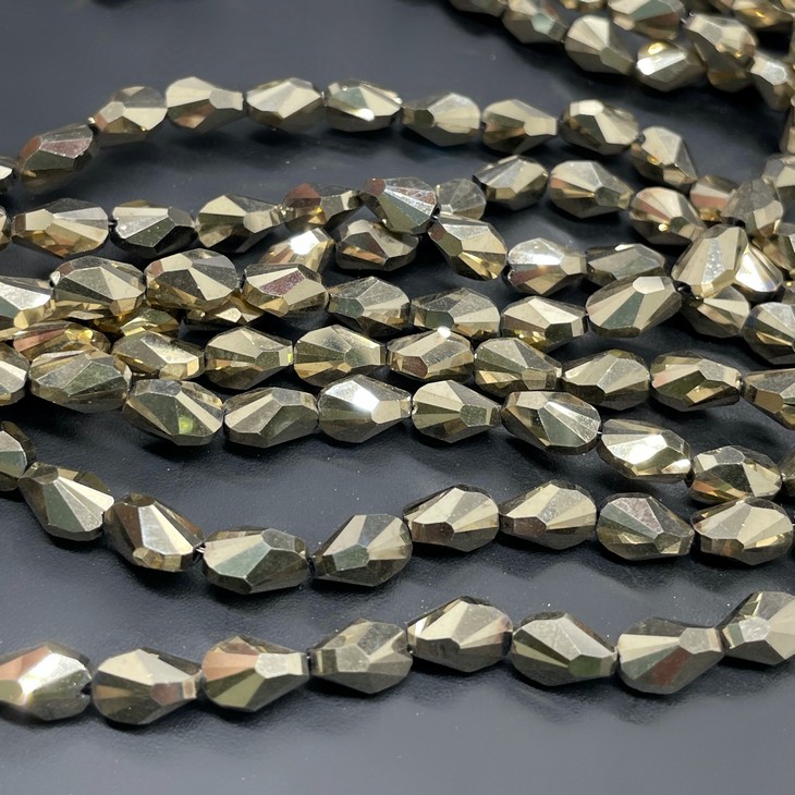 6*8 мм Стекло Lux, ракушка, цвет золото