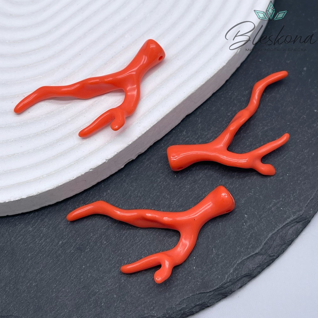 46*32 мм Подвеска ветка коралла лососевая