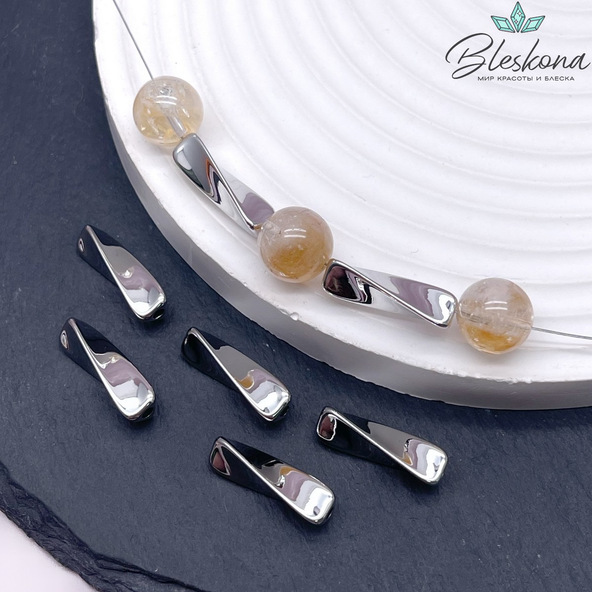 18*5,5 мм Цвет серебро, Бусина Крученая 