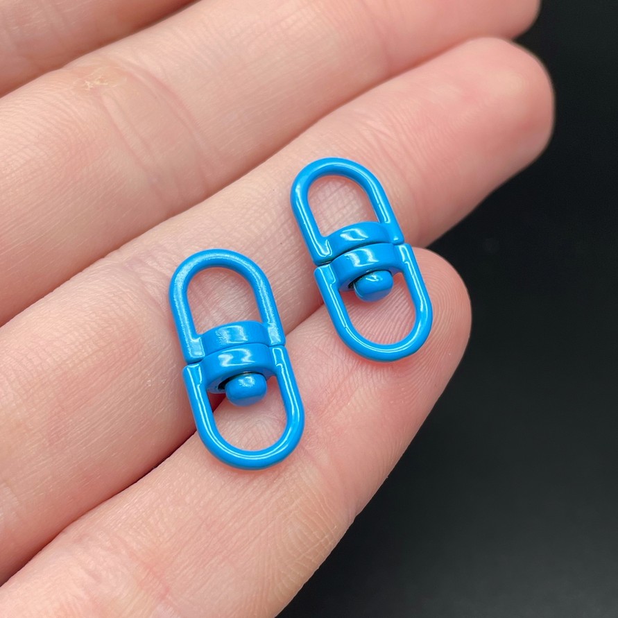 19*8 мм , Вращающаяся застежка-коннектор синяя эмаль