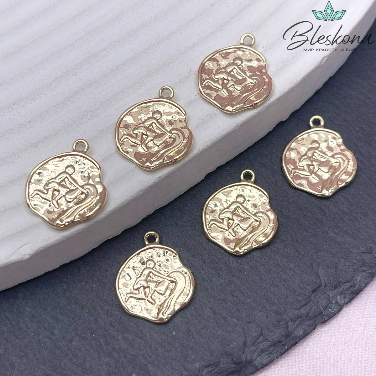 14 мм, цвет золото, Подвеска Водолей Р16682