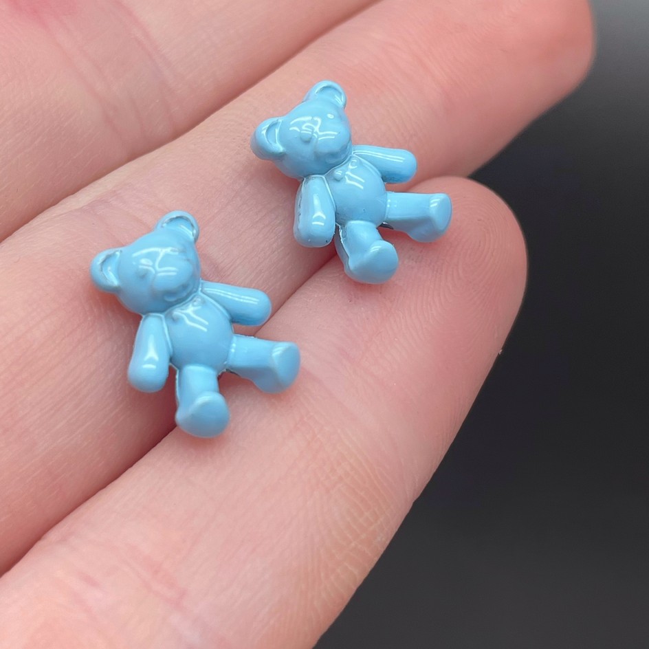 10*13 мм, Бусина Мишка голубая  эмаль уп.10 шт