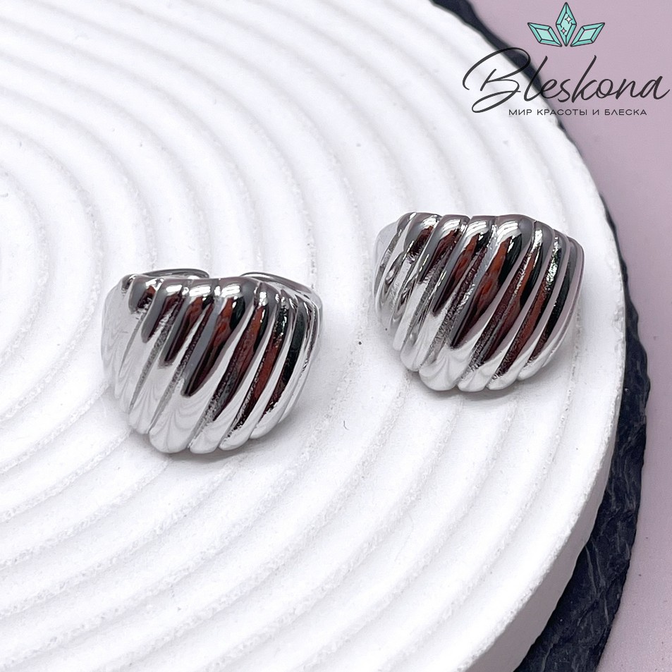 20,5 мм Цвет серебро, Кольцо безразмерное полосы 