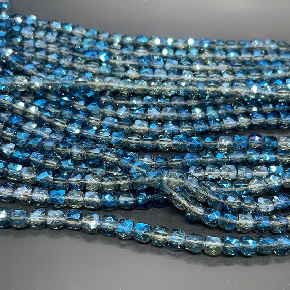 5 мм Стекло Lux, куб огранка, цвет сине- серый