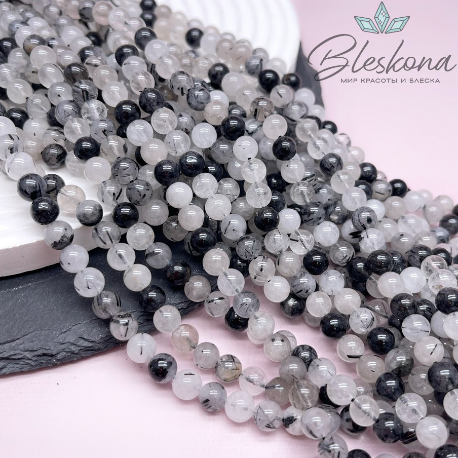 Кварц Рутиловый Турмалиновый №2 6 мм