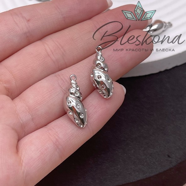 20,5*9 мм Цвет серебро, Подвеска ракушка точки