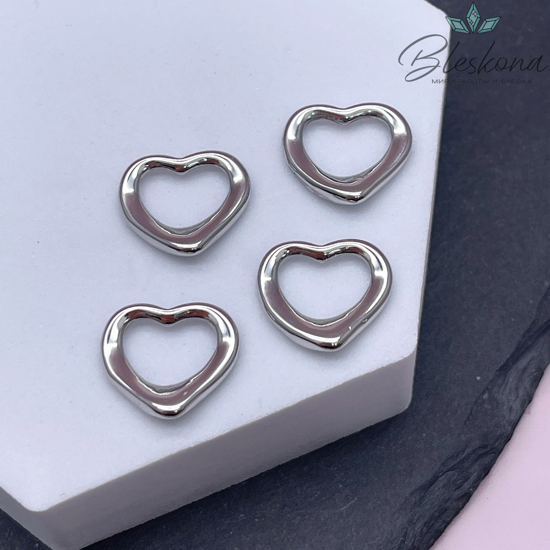 13,8*15,5 мм Цвет серебро, Подвеска Сердце контур