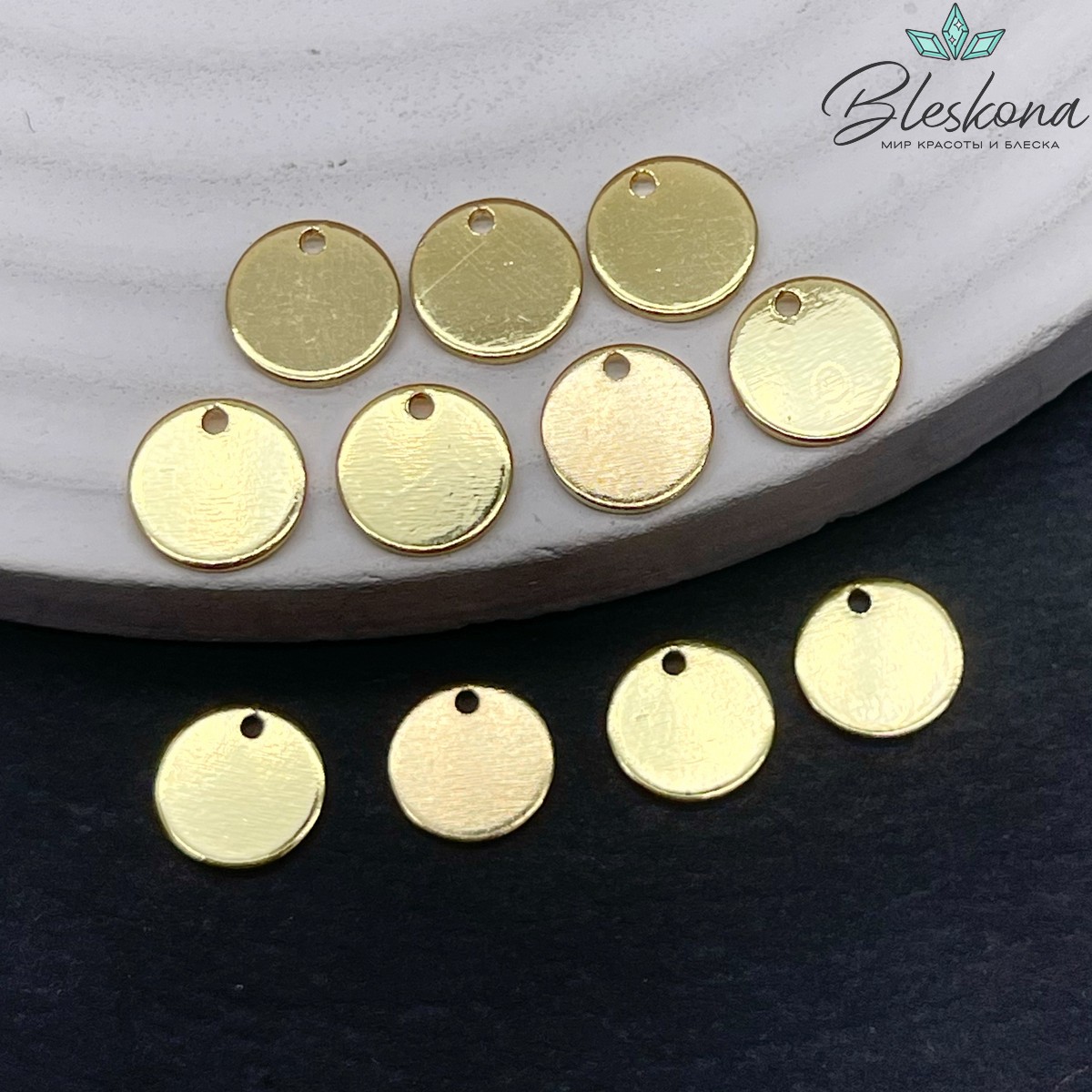 8 мм Цвет золото, Подвеска круг гладкий Люкс 