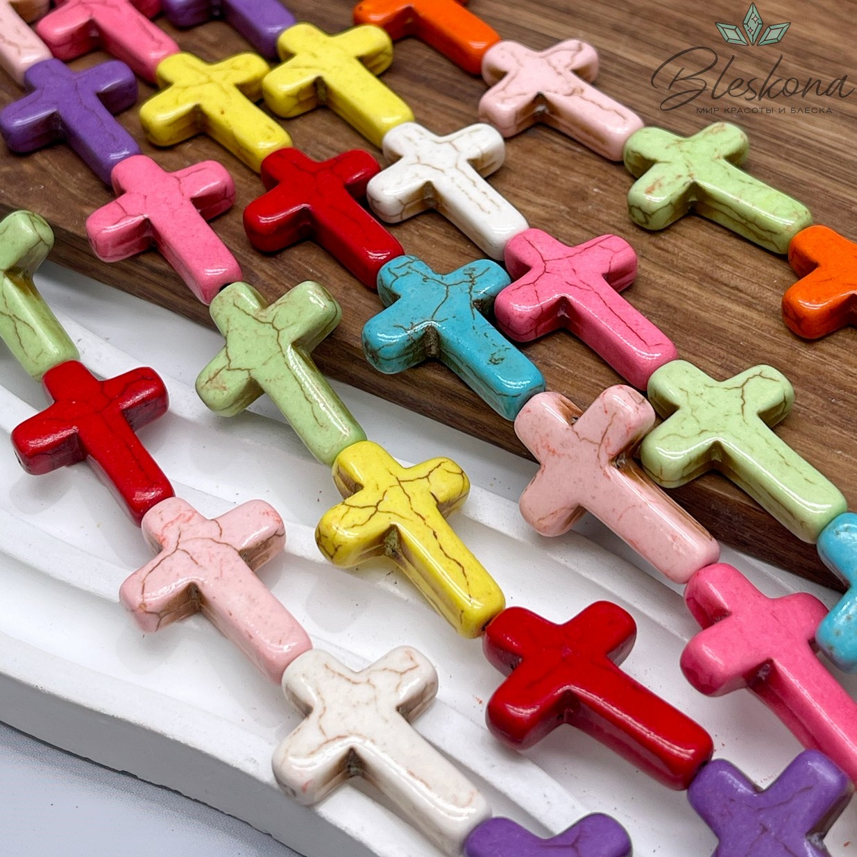 25*18 мм Магнезит (Говлит) имитация крест микс (тонированный)