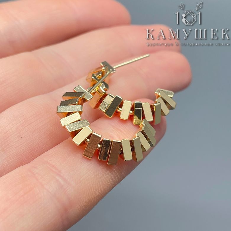 21,5мм, цвет золото, Пусеты бруски