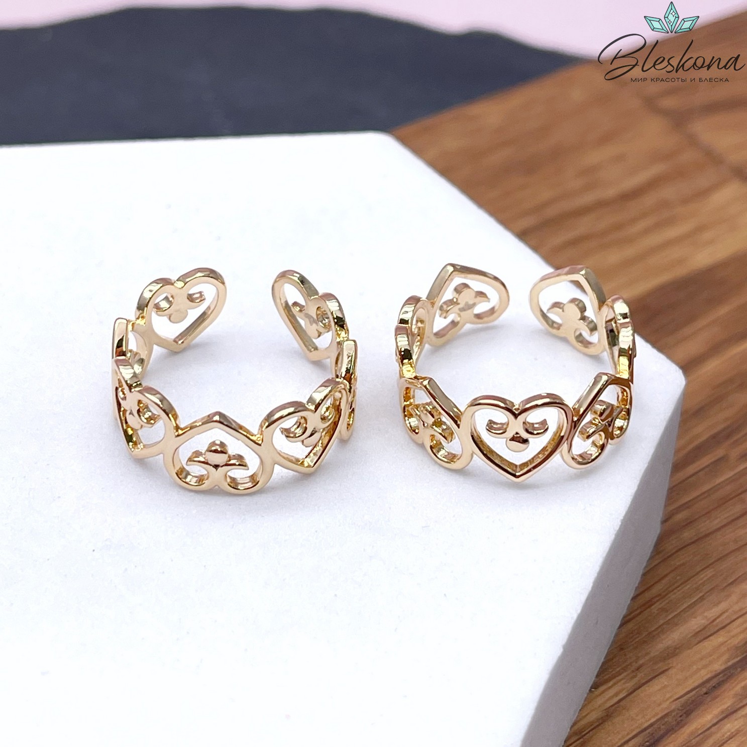 19 мм Цвет золото, Кольцо безразмерное Этно №2