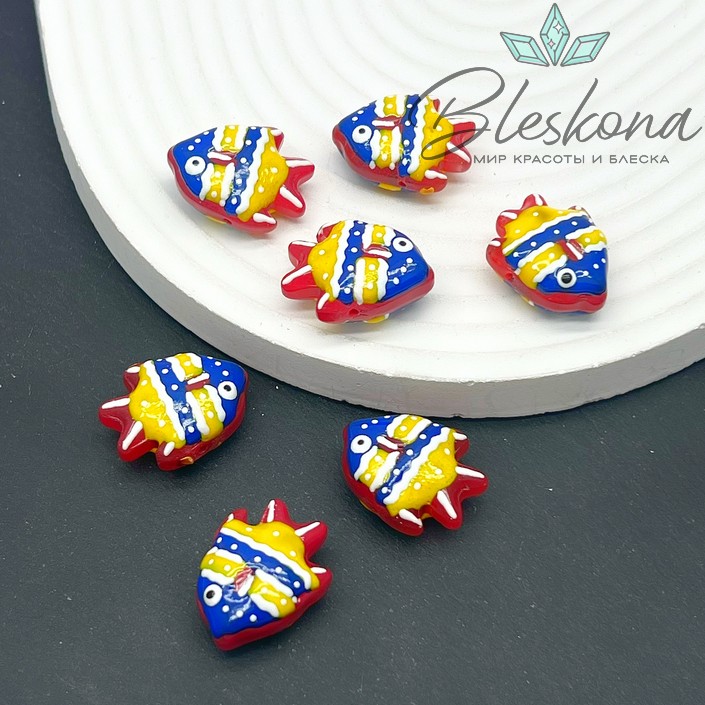 22*17 мм  Бусина рыбка красная