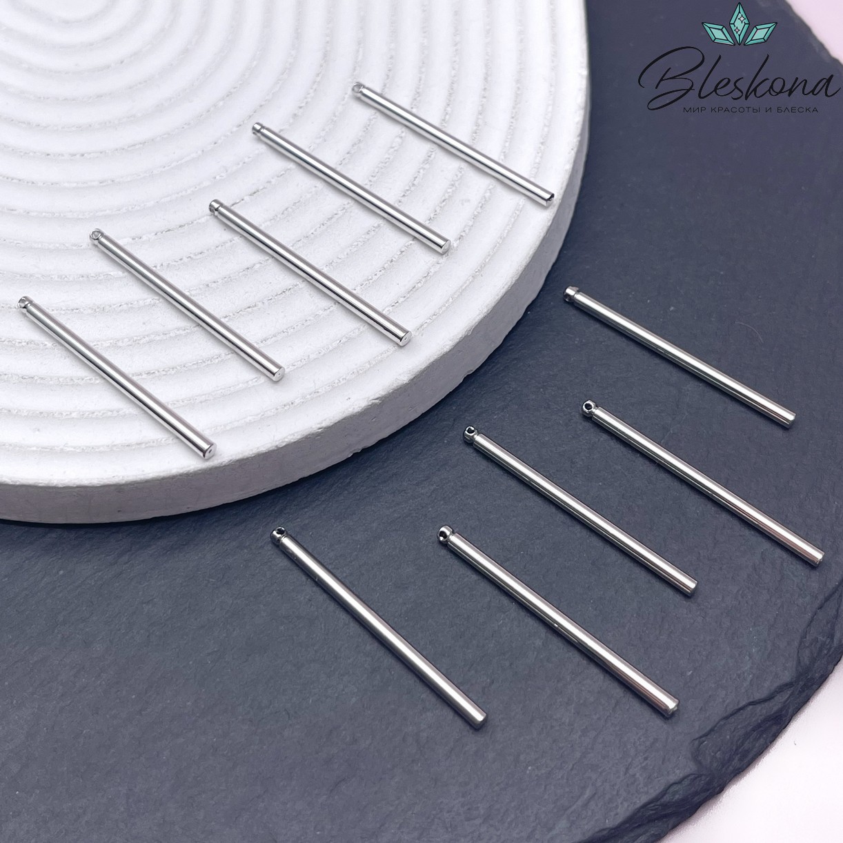 35*2 мм Цвет серебро, Подвеска палочка круглая